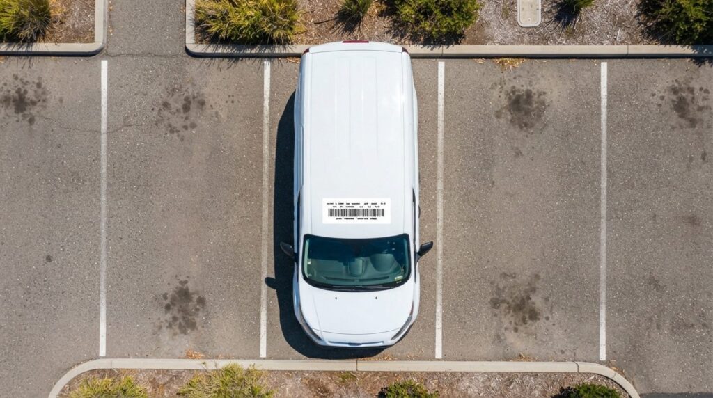 High-quality overhead flat lay of a clean white commercial v