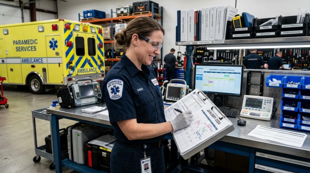 Vehicle service center technician scheduling maintenance app